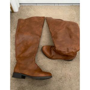 Torrid brown over the knee wide calf boots